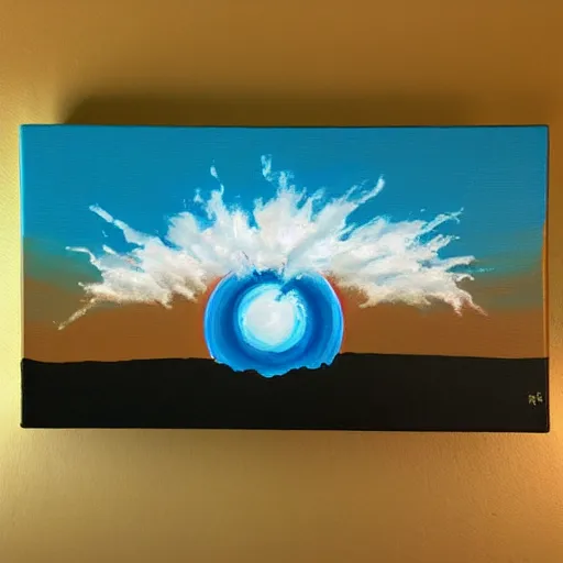 Image similar to nuclear explosion acrylic painting