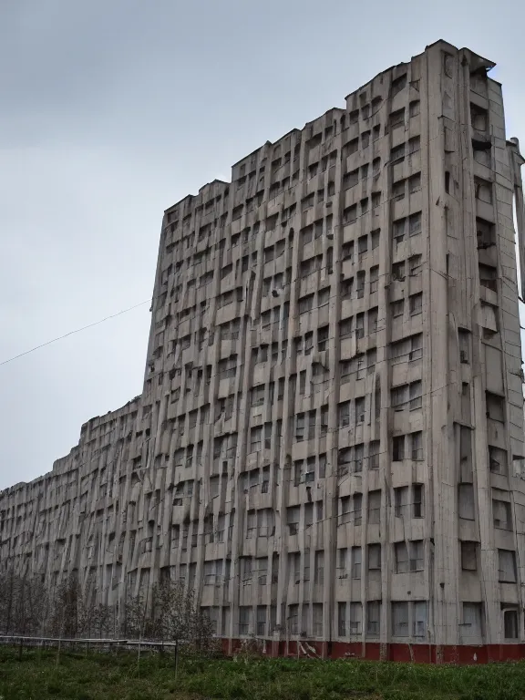 Image similar to low - cost soviet residental building, photo, full shot