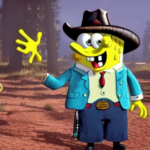 Image similar to Spongebob as a cowboy in Red Dead Redemption 2