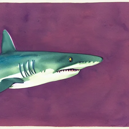 Image similar to watercolor of a purple shark by charles e. burchfield