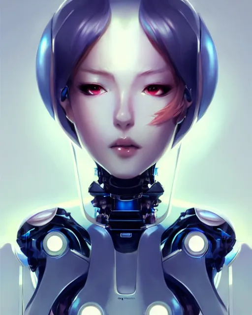 Prompt: concept art of a beautiful robot lady | | very anime, cute - fine - face, pretty face, hourglass figure, realistic shaded perfect face, fine details by stanley artgerm lau, wlop, rossdraws, james jean, andrei riabovitchev, marc simonetti, and sakimichan, tranding on artstation