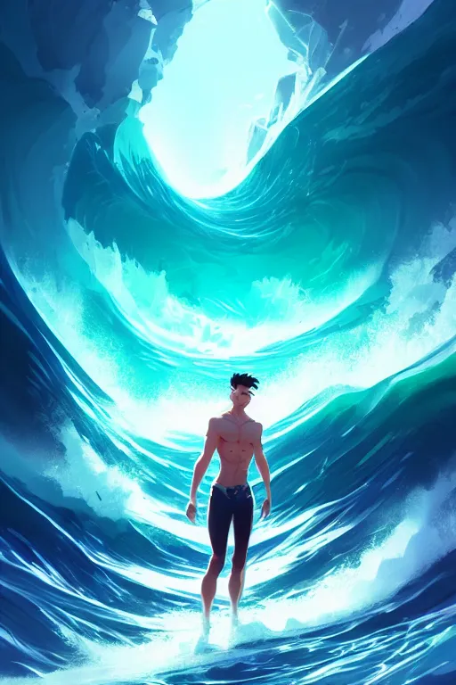 Prompt: the god posideon, male, ocean wave in the background, portrait, sharp focus, digital art, concept art, dynamic lighting, epic composition, subsurface scattering, trending on artstation, by emylie boivin 1. 0, rossdraws 2. 0