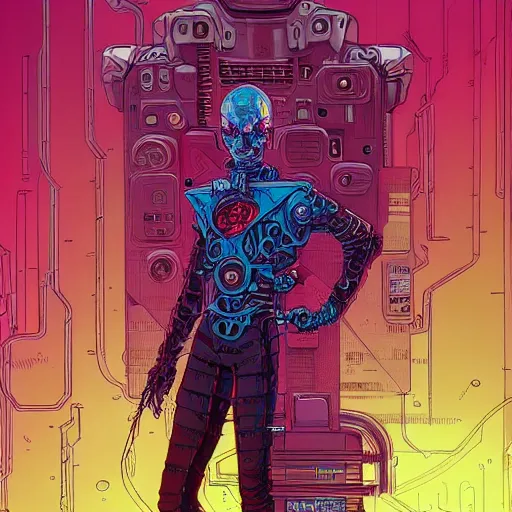 Image similar to portrait of a cybernetic evil lich, cyberpunk concept art by josan gonzales and moebius and enki bilal and and dan mumford and jean claude meziere and philippe druilleg