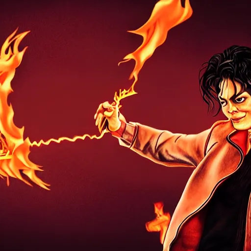 Prompt: Michael Jackson firebending, ultra realistic, HD, 8k, illustration