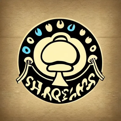 Image similar to spencers shroomery logo. mushroom theme, futuristic style, by aaron draplin