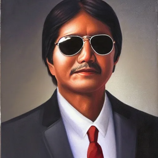 Neoclassical Painting Of Bongbong Marcos With Rayban | Stable Diffusion ...