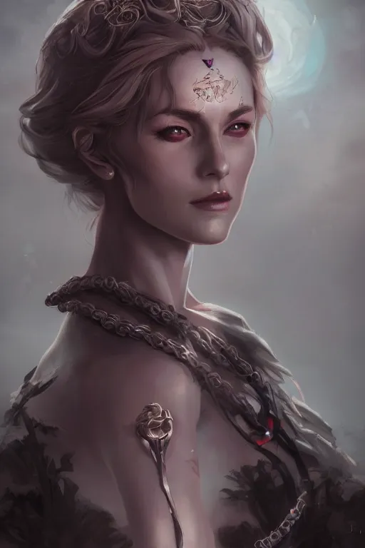 Prompt: goddess of death, character art portrait, official media, illustrated by charlie bowater, ilya kushinov, and wlop, extremely detailed, 8 k, trending on artstation, cinematic lighting, beautiful,