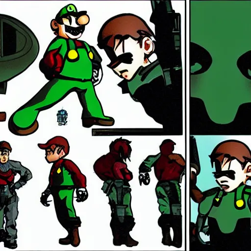 Prompt: super mario in metal gear solid