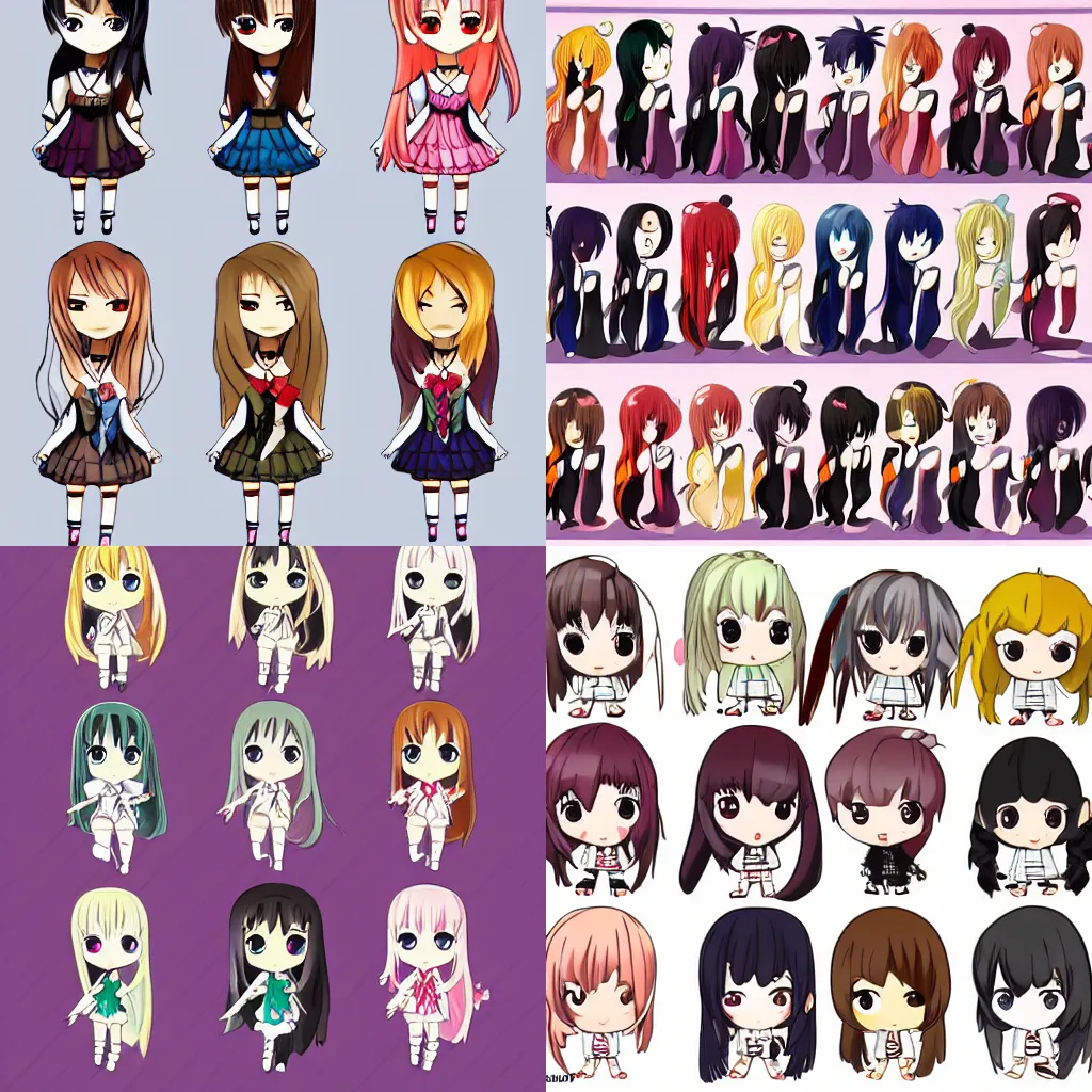 Prompt: female chibi variations anime