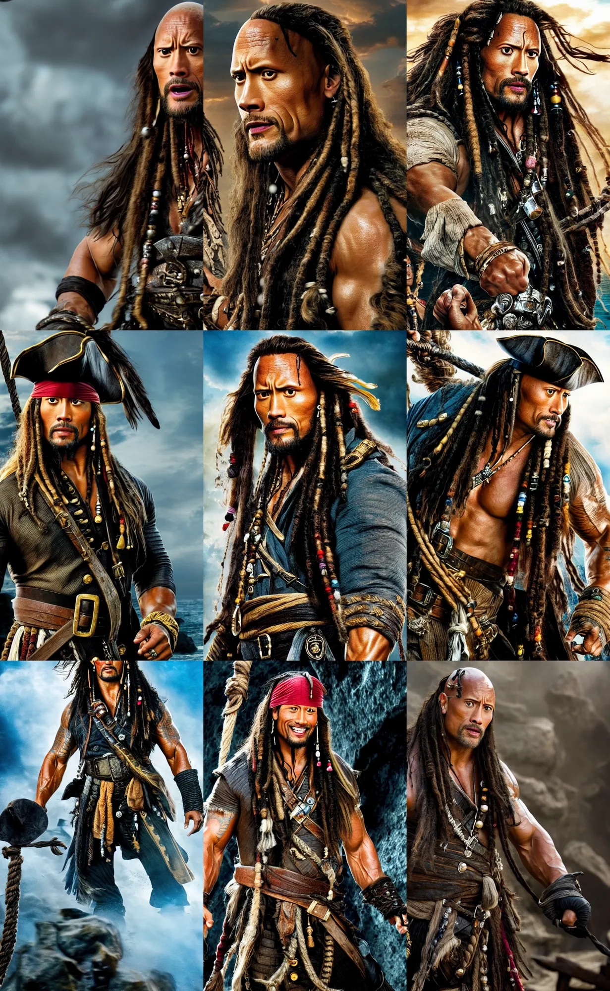 Prompt: photo of dwayne johnson in pirates of caribbean. highly detailed 8 k. intricate. nikon d 8 5 0 5 5 mm. award winning photography