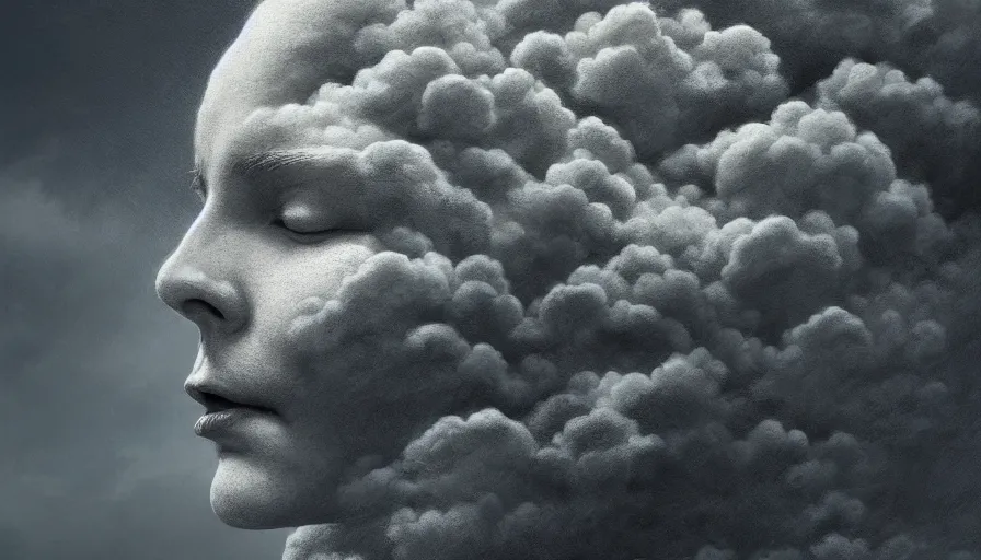 Prompt: face in the clouds, face made out of clouds, intricate,, highly detailed, digital painting, smooth, sharp focus, illustration, art by gustave dore, octane render
