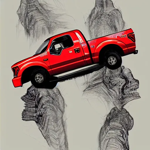 Image similar to red ford f - 1 5 0 by graham ingels, stephen gammell, tsutomu nihei