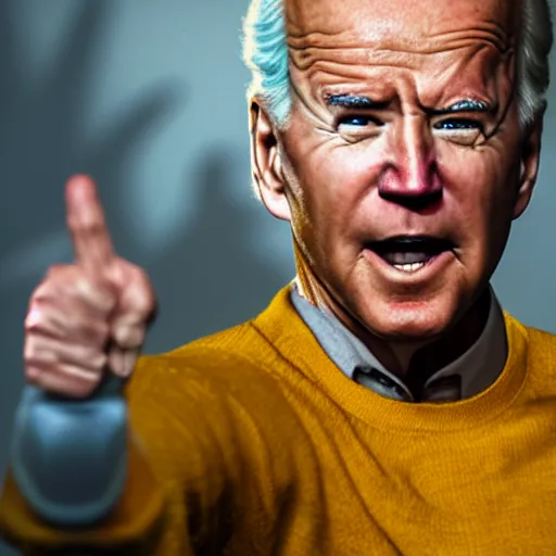 Image similar to joe biden as a super sayan at full power, photograph, 8 k, octane render, unreal 5, ultra detailed, super sharp and crispy.