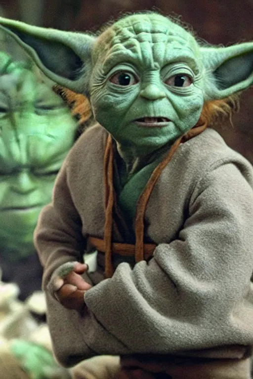 Prompt: Dwayne Johnson dressed as yoda