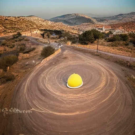 Prompt: an award winner photography of an ufo somewhere in spain