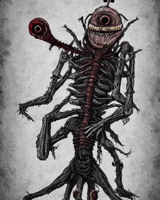 Image similar to a cultist / knight with multiple buglike eyes, too many arms / hands, and cancerous, rotting skin in the style of studio ghibli in the style of junji ito trending on artstation deviantart pinterest furaffinity detailed realistic hd 8 k high resolution