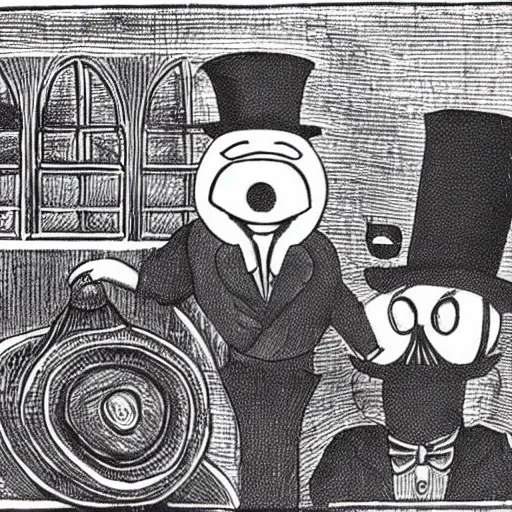 Image similar to a sentient radish wearing a top hat and monocle, greets travellers on a lavish train, realistic rendering