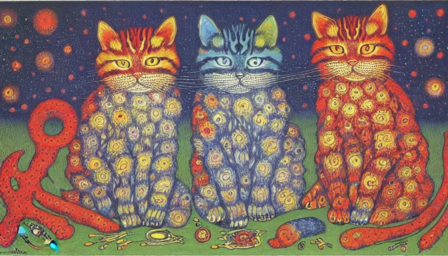 Image similar to the two complementary forces that make up all aspects and phenomena of life, by Louis Wain