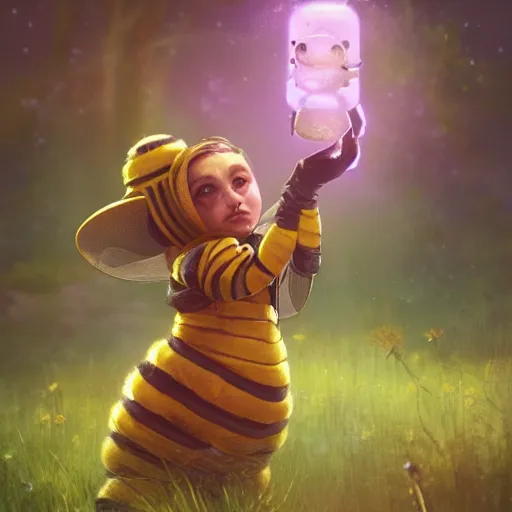 Prompt: A cute Bee in a garden, huggy wuggy from poppy playtime video game, fullbody, ultra high detailed, glowing lights, oil painting, Greg Rutkowski, Charlie Bowater, Beeple, unreal 5, DAZ, hyperrealistic, octane render, RPG portrait, dynamic lighting, fantasy art, beautiful face