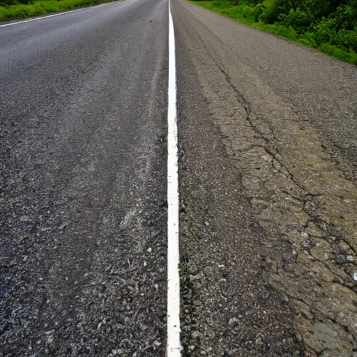 Image similar to topdown picture of an old abandoned cracked road