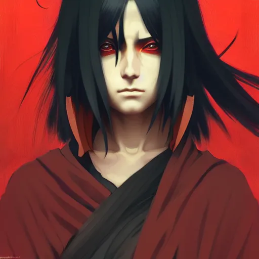 Image similar to itachi sharingan, highly detailed, digital painting, artstation, concept art, sharp focus, illustration, art by greg rutkowski and alphonse mucha