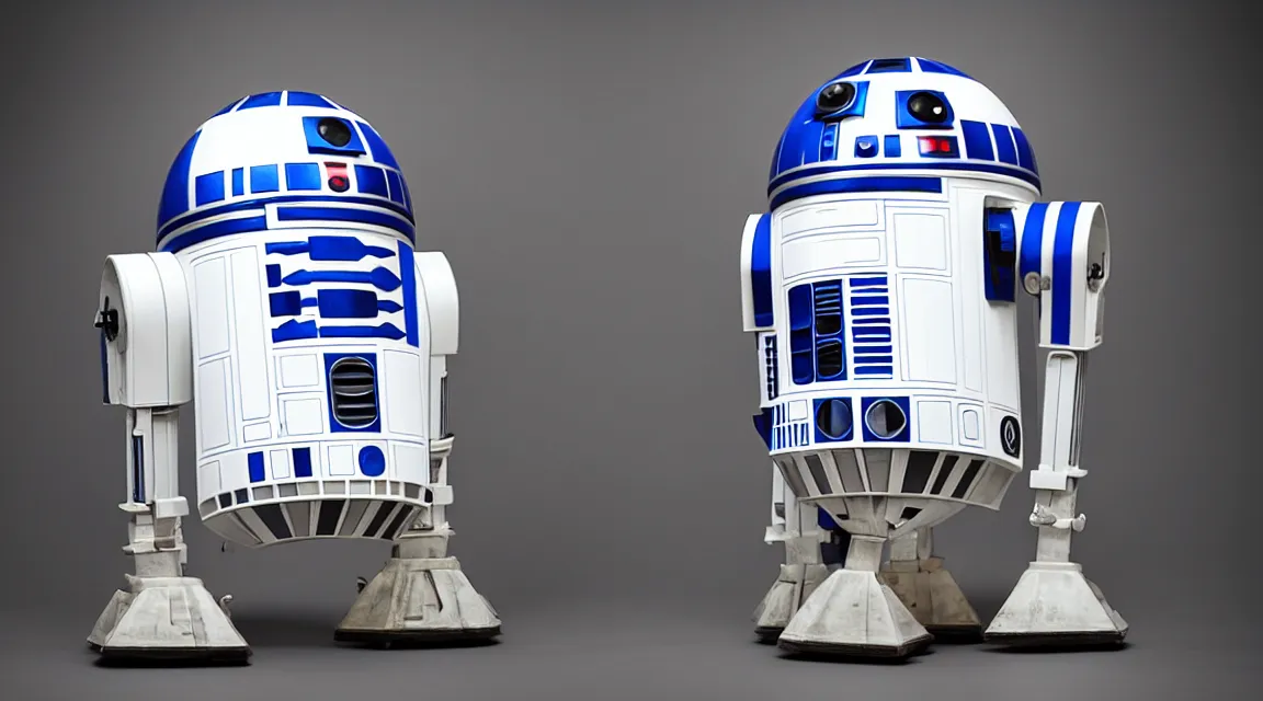 Image similar to a portrait r2d2, photo studio, studio lights