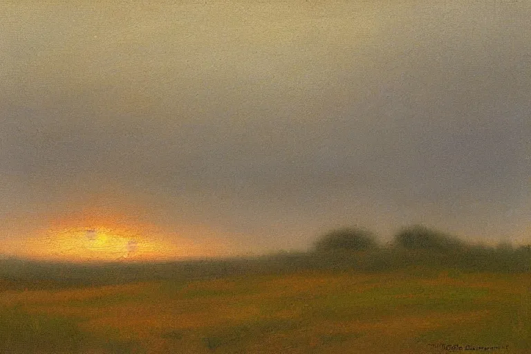Image similar to Landscape painting at dawn Tonalism