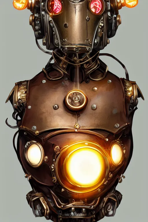 Image similar to steampunk helmet fantasy art mask robot ninja stylized digital illustration sharp focus, elegant intricate digital painting artstation concept art global illumination ray tracing advanced technology chaykin howard and campionpascale and cooke darwyn and davis jack