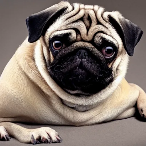 Image similar to the world's most ugliest pug, extreme amount of folds, mangled teeth