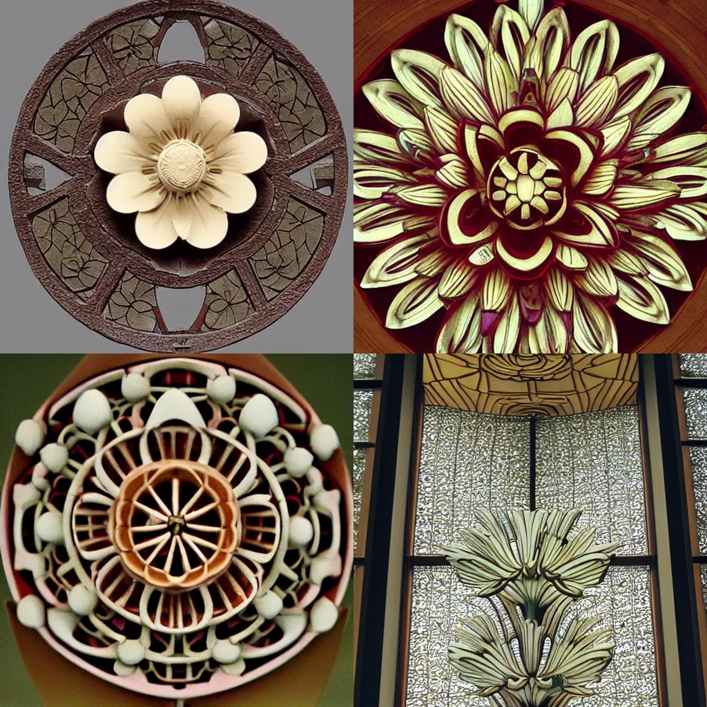 Prompt: flower, Frank Lloyd Wright, intricate detailing, balanced