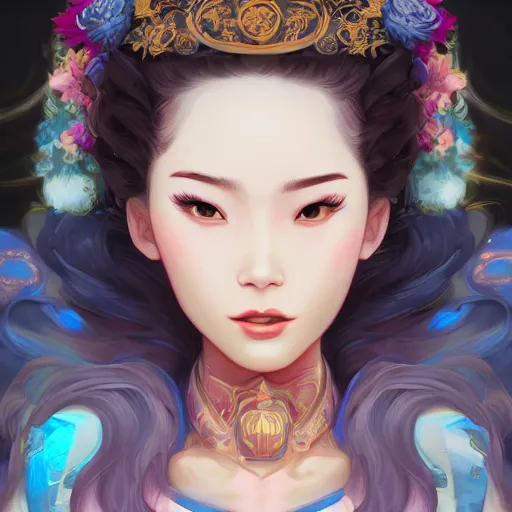 Prompt: a portrait of empress of china, art by lois van baarle and loish and ross tran and rossdraws and sam yang and samdoesarts and artgerm and saruei and disney and wlop, digital art, highly detailed, intricate, sharp focus, trending on artstation hq, deviantart, unreal engine 5, 4 k uhd image