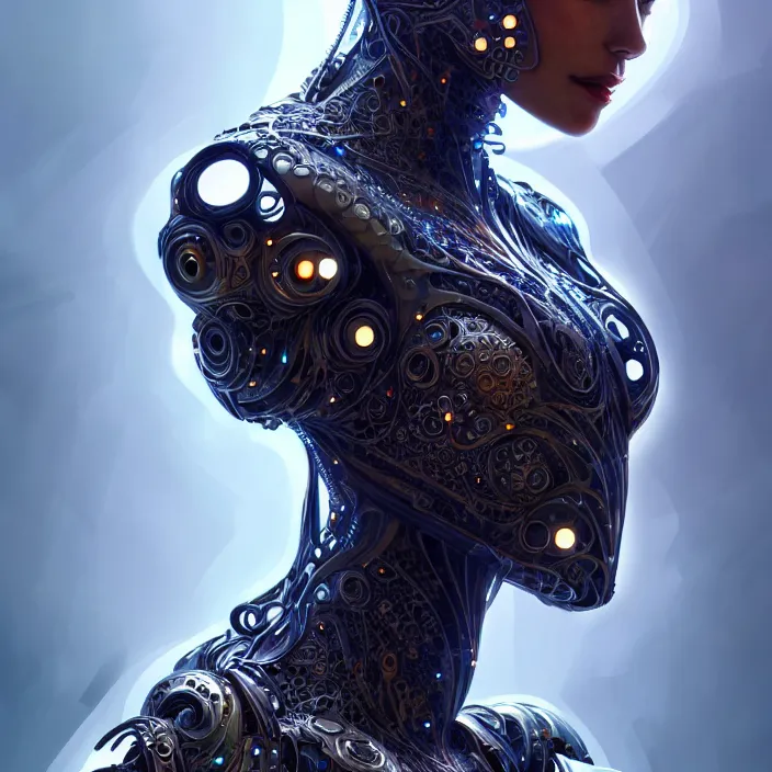 Image similar to organic cyborg, diffuse lighting, fantasy, intricate, elegant, highly detailed, lifelike, photorealistic, digital painting, artstation, illustration, concept art, smooth, sharp focus, art by skunkyfly and kelogsloops