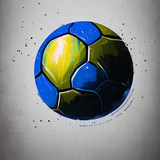 Prompt: illustration of a soccer ball by alena aenami and annato finnstark