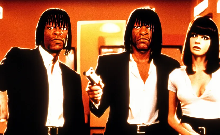 Image similar to film still of Pulp Fiction, high resolution, 4k, 8k, hd, full color