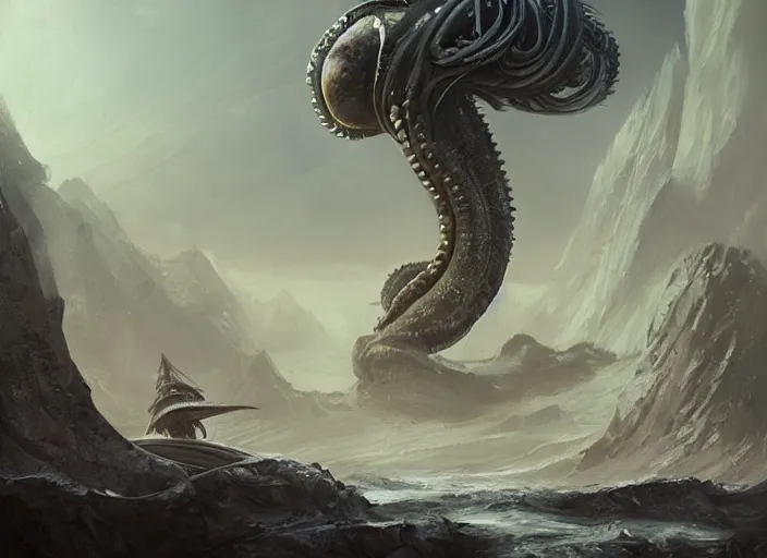 Image similar to kraken, hard focus, art station, by jessica rossier and hr giger, cinematic