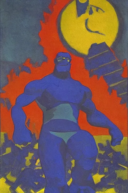 Image similar to hulk, marvel, artwork by nicholas roerich,