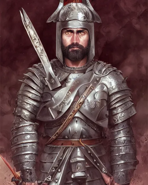 Image similar to ultrarealistic illustration of barbaric spanish conquistador, symmetrical, by daniel zrom and studio ghibli and artgerm