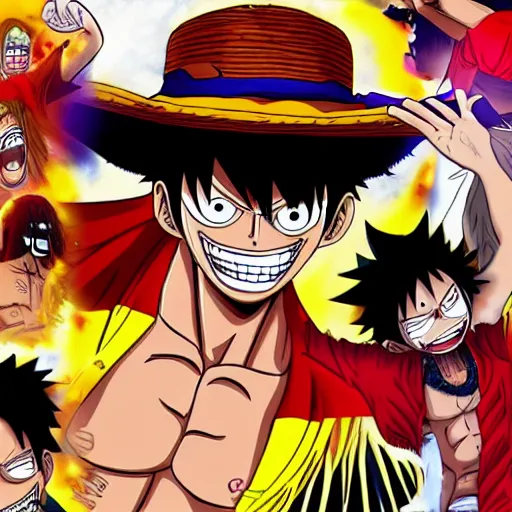 Prompt: Lebron James cosplay as Monkey D Luffy, one piece anime, detailed digital art, colourful masterpiece beautiful beautiful beautiful