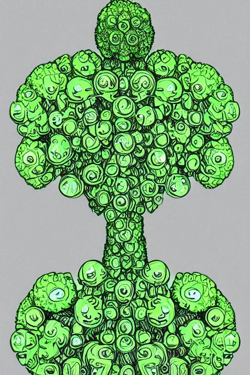 Image similar to broccoli humanoid, symmetrical, highly detailed, digital art, sharp focus, trending on art station, anime art style