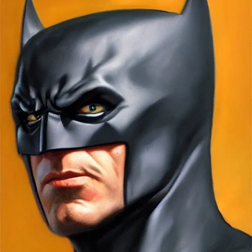 Prompt: an ultra - realistic portrait painting of batman in the style of frank frazetta. 4 k. ultra - realistic. highly detailed. dark fantasy. dark lighting.