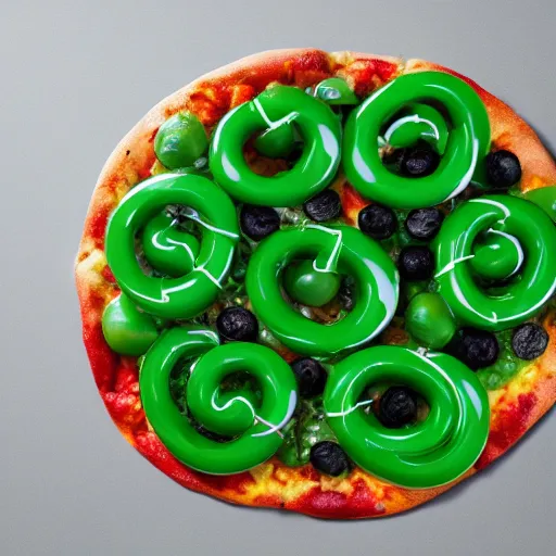 Image similar to klein bottle pizza, product photography, @ rawx