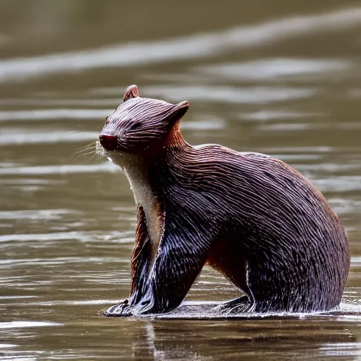 Prompt: 2 0 0 mm nature photography of bloody bayou beaver