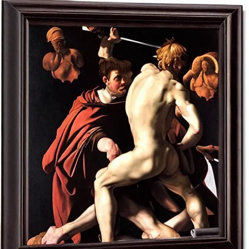 Image similar to achilles and hector by caravaggio