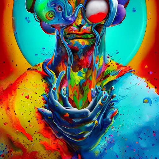 Image similar to Beautiful meta soul by Alex Pardee and Nekro and Petros Afshar, unstirred paint, vivid color, cgsociety 4K