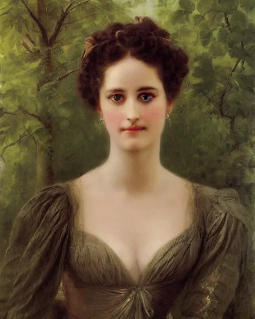 Image similar to portrait en buste of eva green vesper lynd vannessa ives by Hughes Merle, by Pierre Auguste Cot, perfectly detailed eyes, realistic fabric, abundant detail