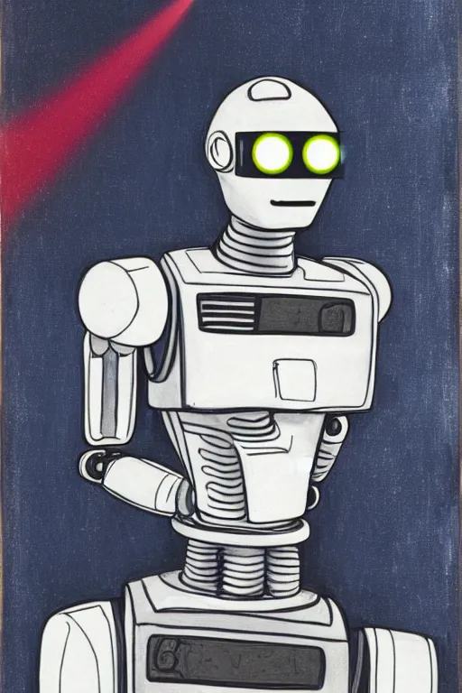 Prompt: Portrait of a Heroic Android, A Robot with a Laser Gun