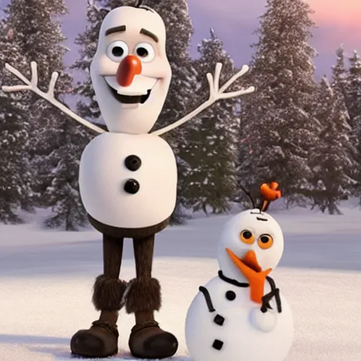 Prompt: olaf scholz as olaf the snowman. pixar animation detailed.