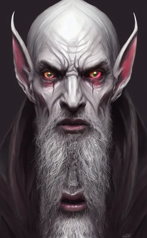 Image similar to legendary creepy dark elf wizard, highly detailed, d & d, fantasy, highly detailed, digital painting, trending on artstation, concept art, sharp focus, illustration, global illumination, ray tracing, realistic shaded, art by artgerm and greg rutkowski and fuji choko and viktoria gavrilenko and hoang lap