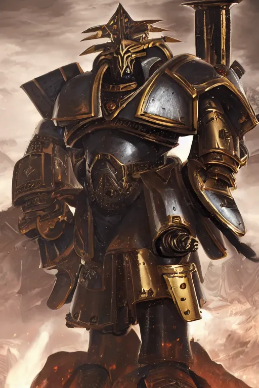 Image similar to armor portrait heros warhammer 4 0 k horus heresy fanart - the primarchs emperor by johannes helgeson animated with vfx concept artist & illustrator global illumination ray tracing hdr fanart arstation zbrush central hardmesh 8 k octane renderer comics stylized