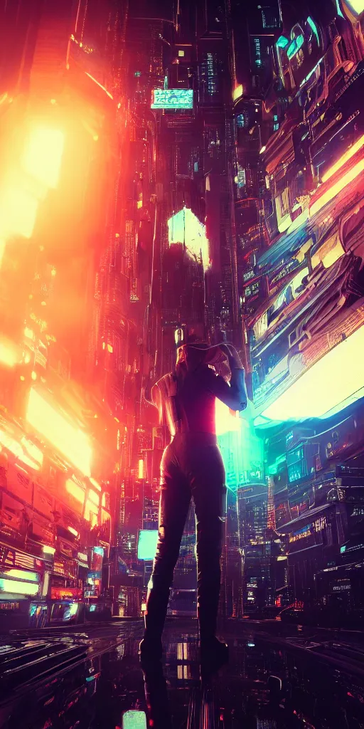 Prompt: professional photo of astronaut standing close to camera from low angle shot, cyberpunk, synthwave, blade runner, hyperrealistic masterpiece, trending on artstation, cgsociety, kodakchrome, golden ratio, cinematic, composition, beautiful lighting, hyper detailed, sharp focus, octane render, 4 k, unreal engine